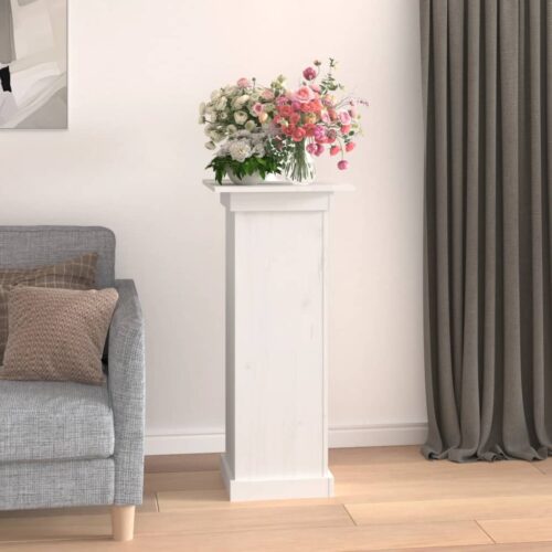Square Pillar Garden Plant Stand Outdoor Entry Door Flower Pot Display White - Image 8