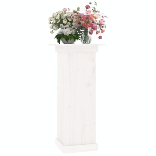 Square Pillar Garden Plant Stand Outdoor Entry Door Flower Pot Display White - Image 3