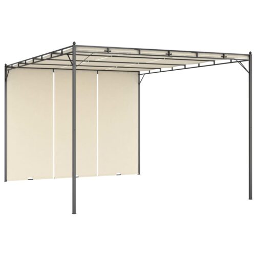 Garden Gazebo with Side Curtain 4x3x2.25m Cream