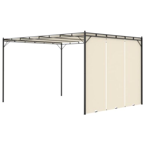 Garden Gazebo with Side Curtain 4x3x2.25m Cream - Image 4