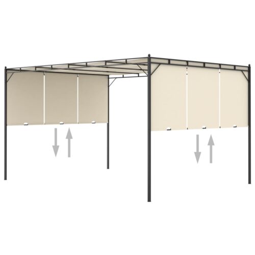 Garden Gazebo with Side Curtain 4x3x2.25m Cream - Image 6