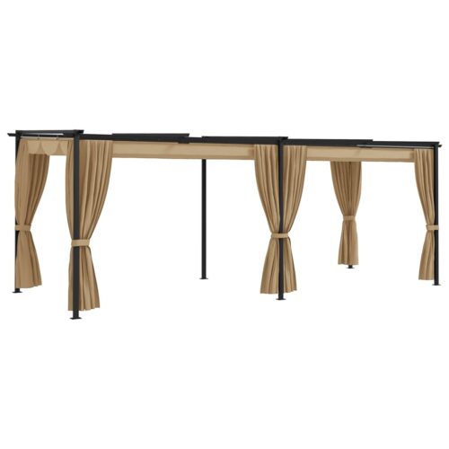 Gazebo with Curtains 6x3m Taupe Steel