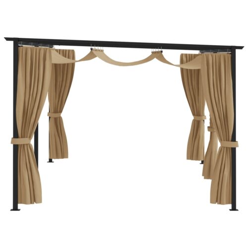 Gazebo with Curtains 6x3m Taupe Steel - Image 2