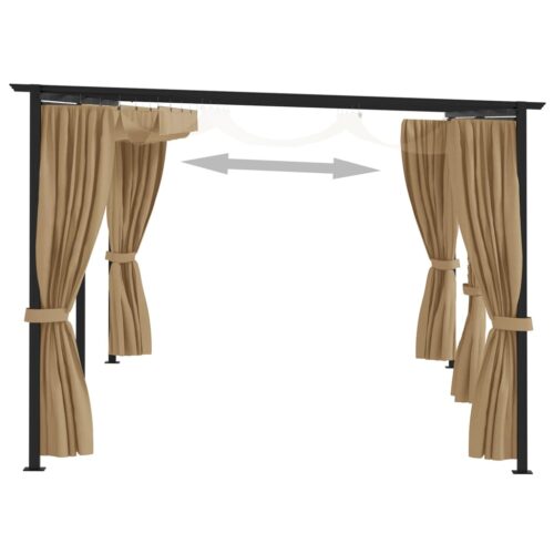 Gazebo with Curtains 6x3m Taupe Steel - Image 3