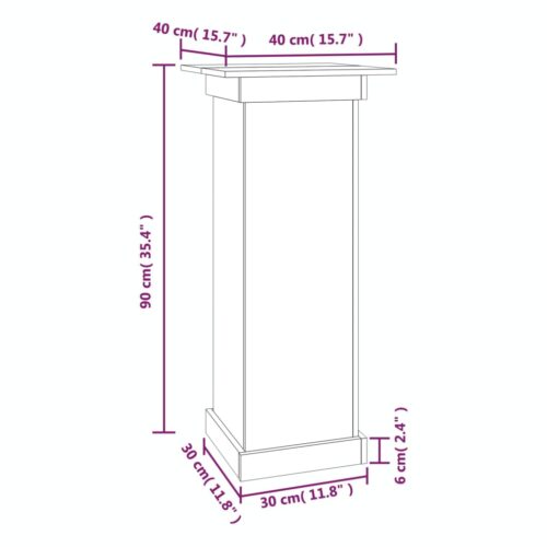 Pine Square Pillar Garden Plant Stand Outdoor Entry Door Flower Pot Display - Image 8