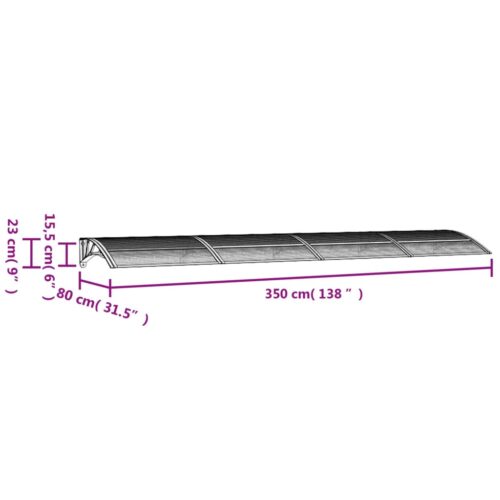 Door Canopy Awning Black 350x75cm Polycarbonate - Image 6