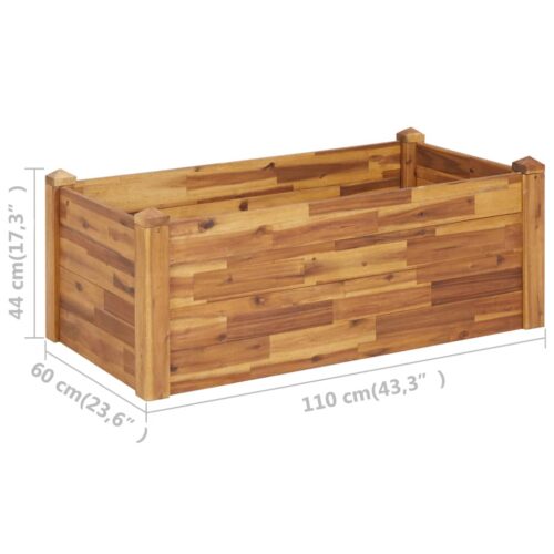 Garden Raised Bed 110x60x44cm Solid Acacia Wood - Image 7