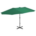 Outdoor Parasol with Aluminium Pole 460x270cm Green