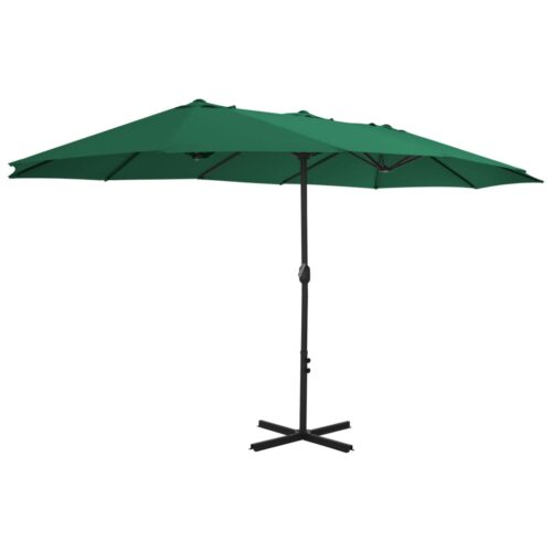 Outdoor Parasol with Aluminium Pole 460x270cm Green - Image 2
