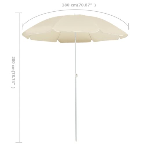 Outdoor Parasol with Steel Pole Sand 180cm - Image 5