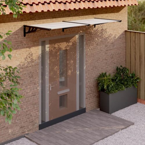 Door Canopy Black Transparent 239x90cm Polycarbonate - Image 7