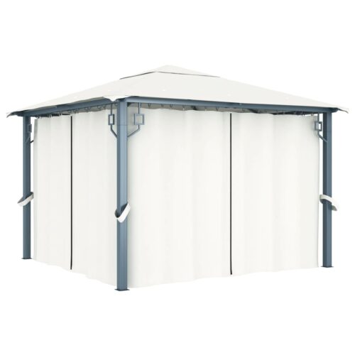 Gazebo with Curtain 300x300cm Cream Aluminium