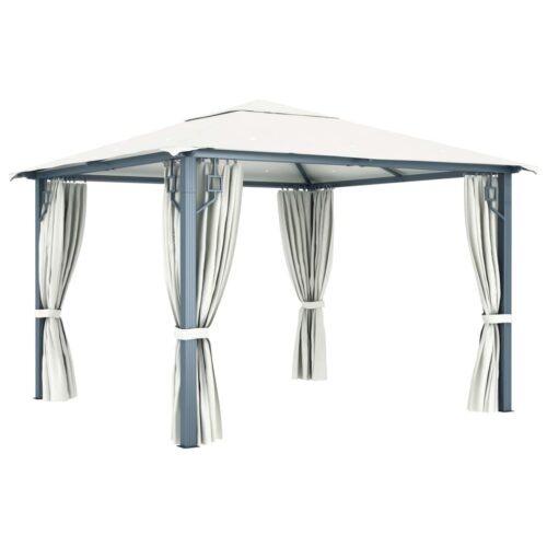Gazebo with Curtain 300x300cm Cream Aluminium - Image 4