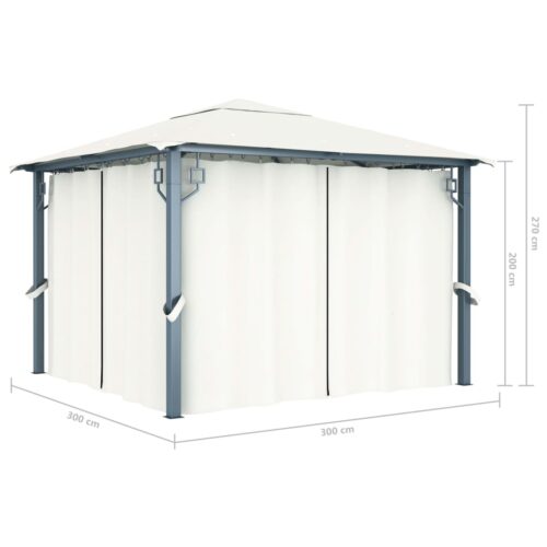 Gazebo with Curtain 300x300cm Cream Aluminium - Image 9
