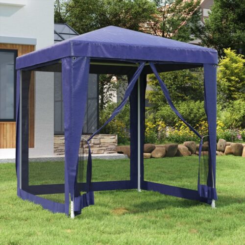 Party Tent with 4 Mesh Sidewalls Blue 2x2m HDPE - Image 8