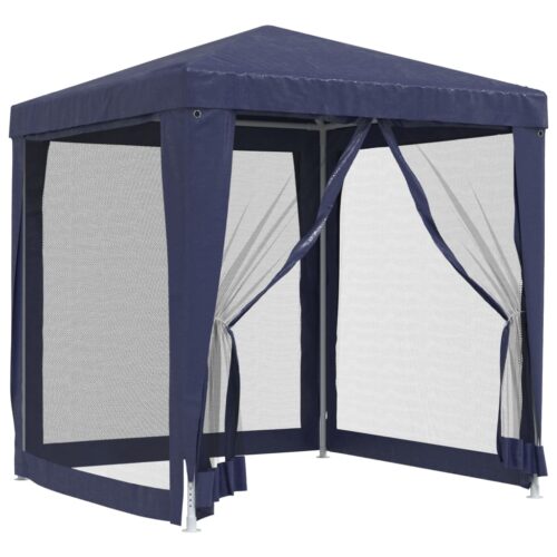 Party Tent with 4 Mesh Sidewalls Blue 2x2m HDPE