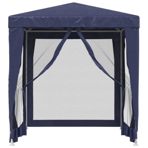 Party Tent with 4 Mesh Sidewalls Blue 2x2m HDPE - Image 3