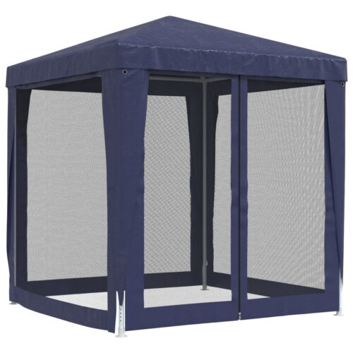 Party Tent with 4 Mesh Sidewalls Blue 2x2m HDPE - Image 5