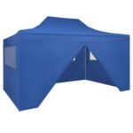 Foldable Tent Pop-Up with 4 Side Walls 3x4.5m Blue