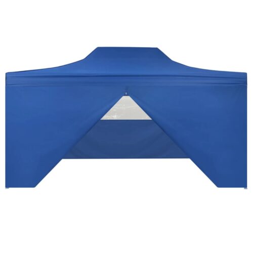 Foldable Tent Pop-Up with 4 Side Walls 3x4.5m Blue - Image 3