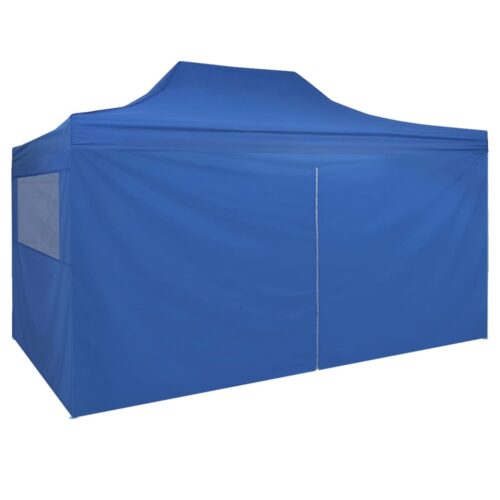 Foldable Tent Pop-Up with 4 Side Walls 3x4.5m Blue - Image 4