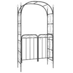Garden Arch with Gate Black 108x45x235cm Steel