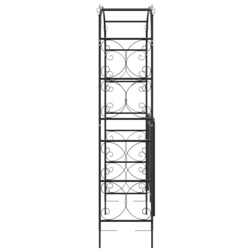 Garden Arch with Gate Black 108x45x235cm Steel - Image 4