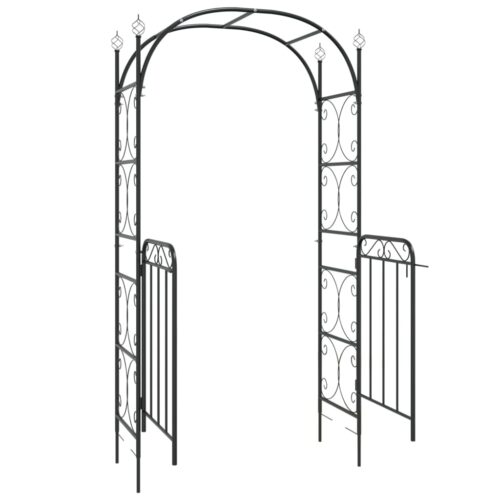Garden Arch with Gate Black 108x45x235cm Steel - Image 5