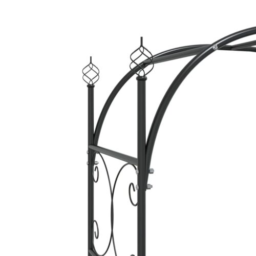 Garden Arch with Gate Black 108x45x235cm Steel - Image 6