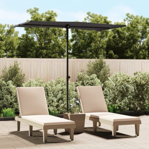 Outdoor Parasol with Aluminium Pole 180x110cm Black - Image 12