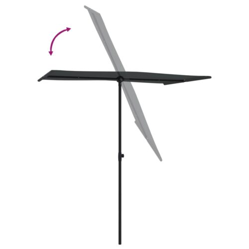 Outdoor Parasol with Aluminium Pole 180x110cm Black - Image 6