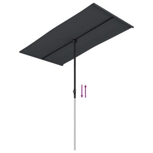Outdoor Parasol with Aluminium Pole 180x110cm Black - Image 7