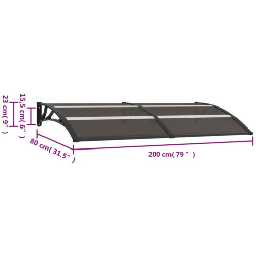 Door Canopy Black 200x75cm PC - Image 6