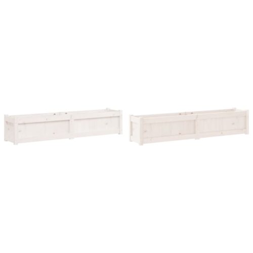 Garden Planters 2pcs White Solid Wood Pine - Image 2