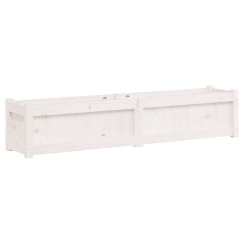 Garden Planters 2pcs White Solid Wood Pine