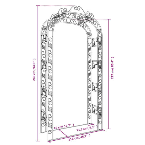Garden Arch Black 116x45x240cm Steel - Image 6
