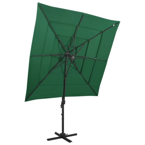 4-Tier Parasol with Aluminium Pole Green 250x250cm