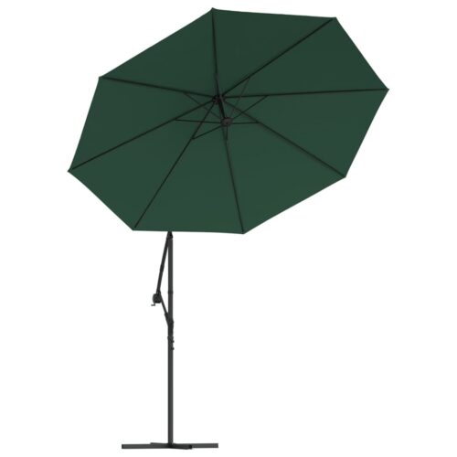 Hanging Parasol with LED Lighting 300cm Green Metal Pole - Image 6