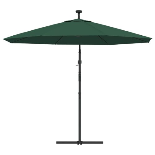Hanging Parasol with LED Lighting 300cm Green Metal Pole - Image 7
