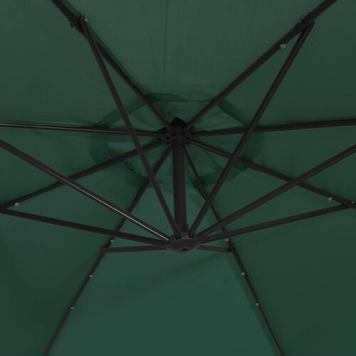 Hanging Parasol with LED Lighting 300cm Green Metal Pole - Image 9
