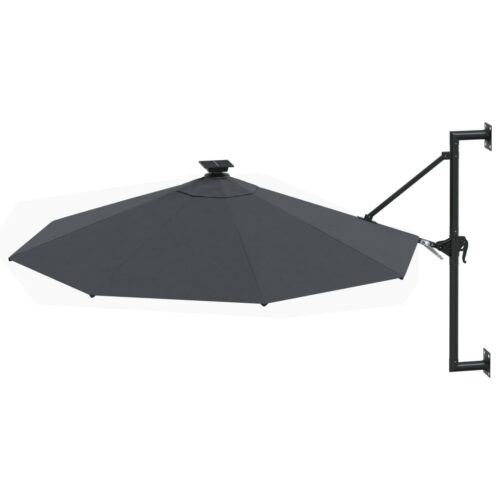 Wall-mounted Parasol with LEDs Metal Pole 300cm Anthracite - Image 4