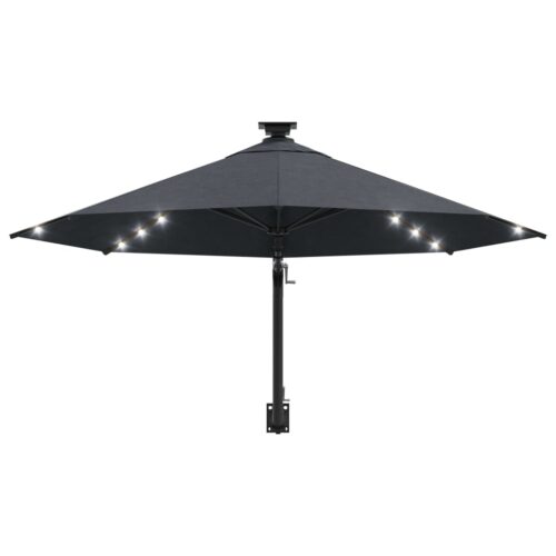 Wall-mounted Parasol with LEDs Metal Pole 300cm Anthracite - Image 5