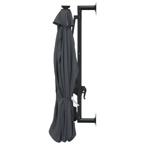 Wall-mounted Parasol with LEDs Metal Pole 300cm Anthracite - Image 6