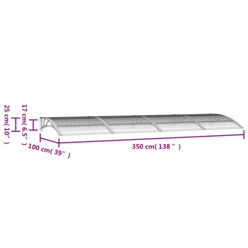 Door Canopy Black 350x100cm Polycarbonate - Image 6