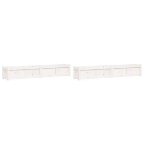 Garden Planters 2pcs White Solid Wood Pine - Image 2