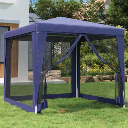 Party Tent with 4 Mesh Sidewalls Blue 2.5x2.5m HDPE - Image 8