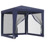 Party Tent with 4 Mesh Sidewalls Blue 2.5x2.5m HDPE