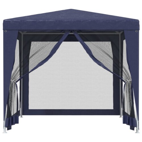 Party Tent with 4 Mesh Sidewalls Blue 2.5x2.5m HDPE - Image 3