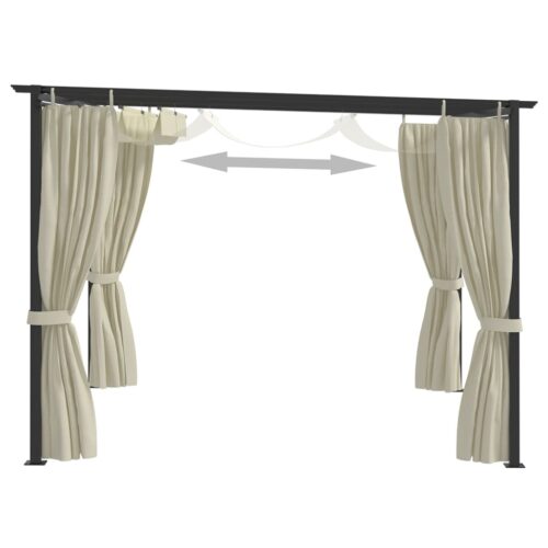 Gazebo with Curtains 3x3m Cream Steel - Image 3
