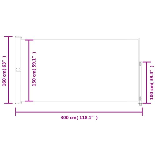 Patio Retractable Side Awning 160 x 300cm Black - Image 8